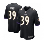 Men's Baltimore Ravens #39 Tyler Ervin Game Black Alternate Football Jersey