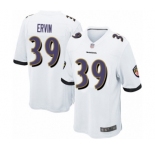 Men's Baltimore Ravens #39 Tyler Ervin Game White Football Jersey