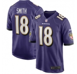 Men's Nike #18 Roquan Smith Purple Baltimore Ravens Game Player Jersey