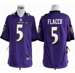 nike nfl jerseys baltimore ravens #5 flacco purple[game Art Patch]