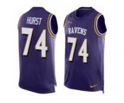 Men Nike Baltimore Ravens #74 James Hurst Elite Purple Player Name & Number Tank Top NFL Jersey