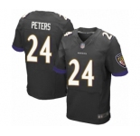 Men's Baltimore Ravens #24 Marcus Peters Elite Black Alternate Football Jersey