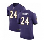 Men's Baltimore Ravens #24 Marcus Peters Purple Team Color Vapor Untouchable Elite Player Football Jersey