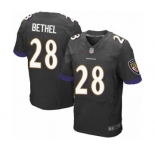 Men's Baltimore Ravens #28 Justin Bethel Elite Black Alternate Football Jersey