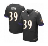 Men's Baltimore Ravens #39 Tyler Ervin Elite Black Alternate Football Jersey