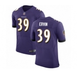 Men's Baltimore Ravens #39 Tyler Ervin Purple Team Color Vapor Untouchable Elite Player Football Jersey