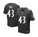 Men's Baltimore Ravens #43 Justice Hill Elite Black Alternate Football Jersey