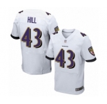 Men's Baltimore Ravens #43 Justice Hill Elite White Football Jersey