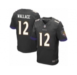 Men's Nike Baltimore Ravens #12 Mike Wallace Elite Black Alternate NFL Jersey