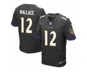 Men's Nike Baltimore Ravens #12 Mike Wallace Elite Black Alternate NFL Jersey