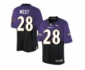 Men's Nike Baltimore Ravens #28 Terrance West Elite Purple Black Fadeaway NFL Jersey