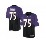 Men's Nike Baltimore Ravens #75 Jonathan Ogden Elite Purple Black Fadeaway NFL Jersey