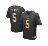 Nike Baltimore Ravens #5 Joe Flacco Black Alternate Men's Stitched NFL New Elite Gold Jersey