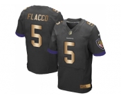 Nike Baltimore Ravens #5 Joe Flacco Black Alternate Men's Stitched NFL New Elite Gold Jersey