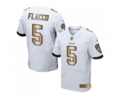 Nike Baltimore Ravens #5 Joe Flacco White Men's Stitched NFL New Elite Gold Jersey