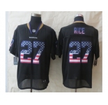 nike baltimore ravens #27 rice black [Elite USA flag fashion]