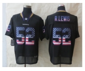nike baltimore ravens #52 r.lewis black[Elite USA flag fashion]