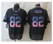 nike baltimore ravens #82 smith black [Elite USA flag fashion]