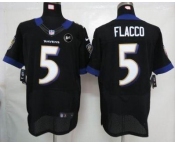 nike nfl jerseys baltimore ravens #5 flacco black[Elite Art Patch]