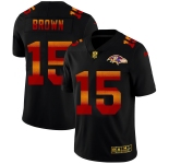 Baltimore Ravens #15 Marquise Brown Men's Black Nike Red Orange Stripe Vapor Limited NFL Jersey