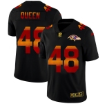 Baltimore Ravens #48 Patrick Queen Men's Black Nike Red Orange Stripe Vapor Limited NFL Jersey