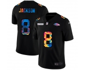 Baltimore Ravens #8 Lamar Jackson Men's Nike Multi-Color Black 2020 NFL Crucial Catch Vapor Untouchable Limited Jersey