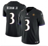 Men Baltimore Ravens #3 Odell Beckham Jr Black 2023 F U S E With John Madden Patch Vapor Limited Football Jersey