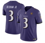 Men Baltimore Ravens #3 Odell Beckham Jr Purple 2023 F U S E With John Madden Patch Vapor Limited Football Jersey