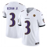 Men Baltimore Ravens #3 Odell Beckham Jr White 2023 F U S E With John Madden Patch Vapor Limited Football Jersey
