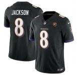 Men Baltimore Ravens #8 Lamar Jackson Black 2023 F U S E With John Madden Patch Vapor Limited Football Jersey