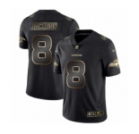 Men Baltimore Ravens #8 Lamar Jackson Black Golden Edition 2019 Vapor Untouchable Limited Jersey