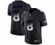Men Baltimore Ravens #8 Lamar Jackson Black Smoke Fashion Limited Jersey