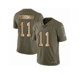 Men Nike Baltimore Ravens #11 Breshad Perriman Limited Olive Gold Salute to Service NFL Jersey