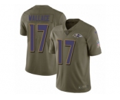 Men Nike Baltimore Ravens #17 Mike Wallace Limited Olive 2017 Salute to Service NFL Jersey