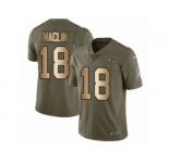 Men Nike Baltimore Ravens #18 Jeremy Maclin Limited Olive Gold Salute to Service NFL Jersey
