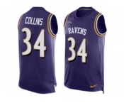 Men Nike Baltimore Ravens #34 Alex Collins Elite Purple Player Name & Number Tank Top NFL Jersey
