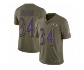 Men Nike Baltimore Ravens #34 Alex Collins Limited Olive 2017 Salute to Service NFL Jersey