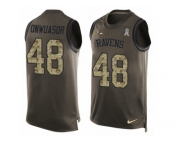 Men Nike Baltimore Ravens #48 Patrick Onwuasor Limited Green Salute to Service Tank Top NFL Jersey