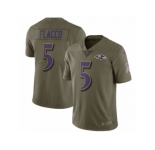 Men Nike Baltimore Ravens #5 Joe Flacco Limited Olive 2017 Salute to Service NFL Jersey