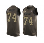 Men Nike Baltimore Ravens #74 James Hurst Limited Green Salute to Service Tank Top NFL Jersey