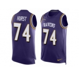 Men Nike Baltimore Ravens #74 James Hurst Limited Purple Player Name & Number Tank Top NFL Jersey