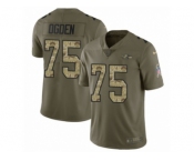 Men Nike Baltimore Ravens #75 Jonathan Ogden Limited Olive Camo Salute to Service NFL Jersey