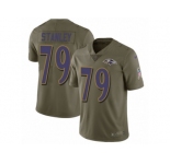 Men Nike Baltimore Ravens #79 Ronnie Stanley Limited Olive 2017 Salute to Service NFL Jersey