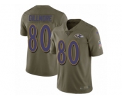 Men Nike Baltimore Ravens #80 Crockett Gillmore Limited Olive 2017 Salute to Service NFL Jersey