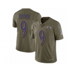 Men Nike Baltimore Ravens #9 Justin Tucker Limited Olive 2017 Salute to Service NFL Jersey