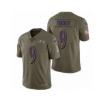 Men Nike Baltimore Ravens #9 Justin Tucker Olive 2017 Salute to Service Limited Jerseys