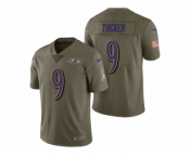 Men Nike Baltimore Ravens #9 Justin Tucker Olive 2017 Salute to Service Limited Jerseys