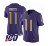 Men's Baltimore Ravens #11 Seth Roberts Limited Purple Rush Vapor Untouchable 100th Season Football Jersey