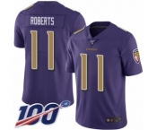 Men's Baltimore Ravens #11 Seth Roberts Limited Purple Rush Vapor Untouchable 100th Season Football Jersey