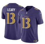 Men's Baltimore Ravens #13 Devin Leary Purple 2023 F.U.S.E. Vapor Limited Football Jersey